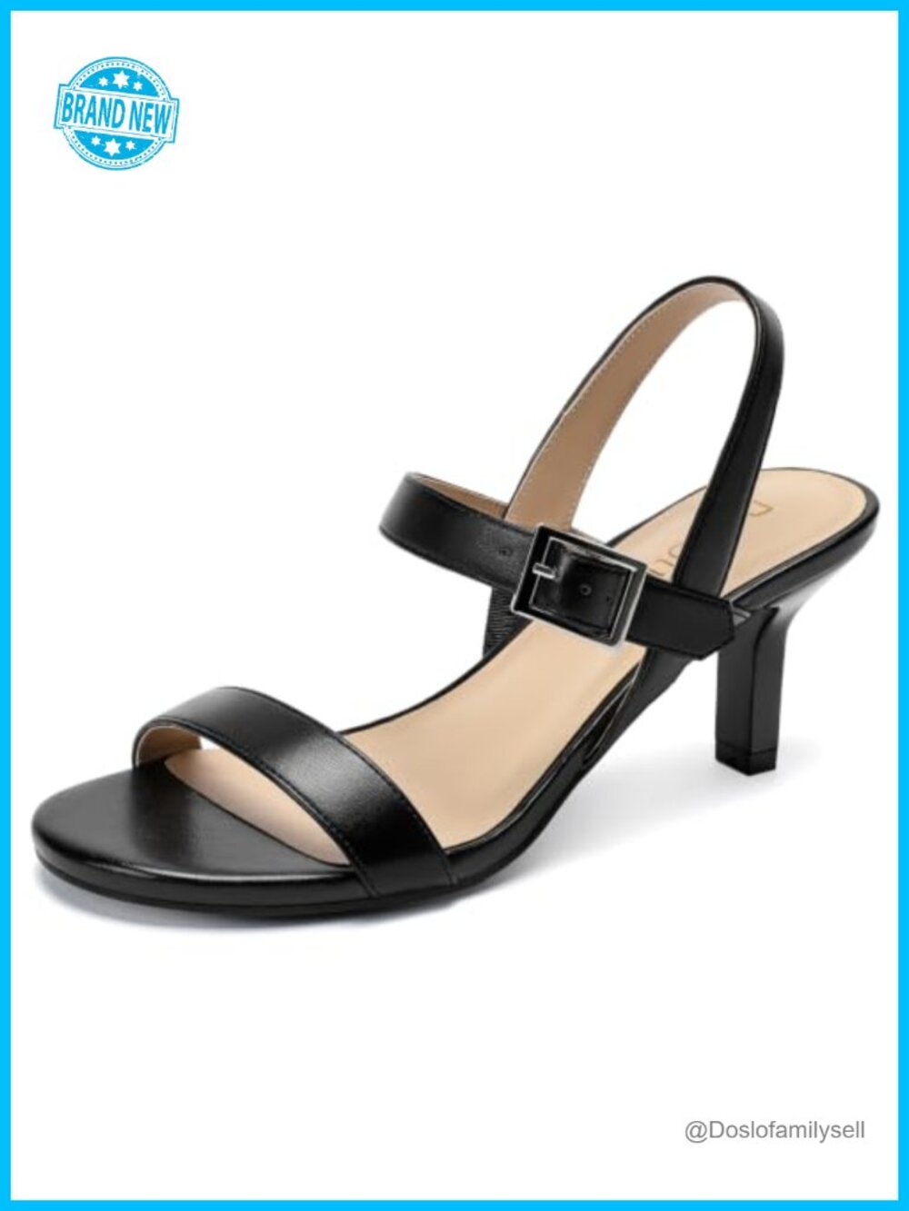 Kitten Heel Ankle Strap Open Toe Slingback Dress Sandals Faux Leather